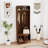 66.9" Hall Tree With Storage, Storage Bench, Arch Coat Rack With 4 Hooks And 2 Fluted Doors