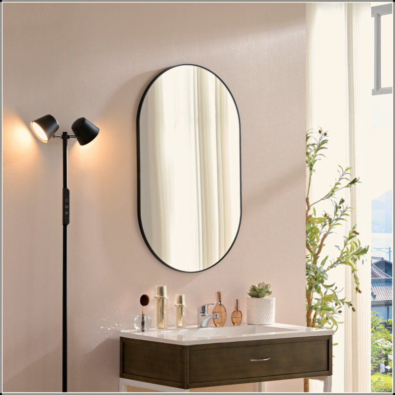 Miroir mural miroir ovale en métal, 40" x 30"