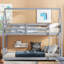Lit superposé simple de style maison avec barrières de sécurité et échelle intégrée-1585184057