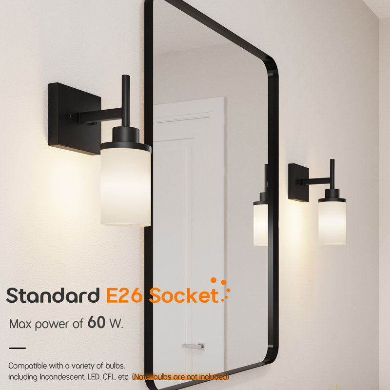 Éclairage pour salle de bain 1 lumière, Noir mat