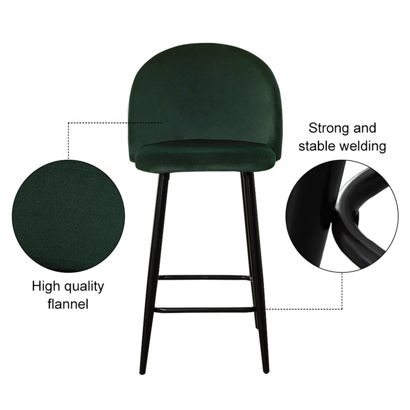 Zabala Upholstered Counter Stool, Green