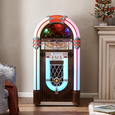 Arkrocket Saturn V Full Size Jukebox Vinyl Record Player Bluetooth USB SD CD Player Radio Turntable
