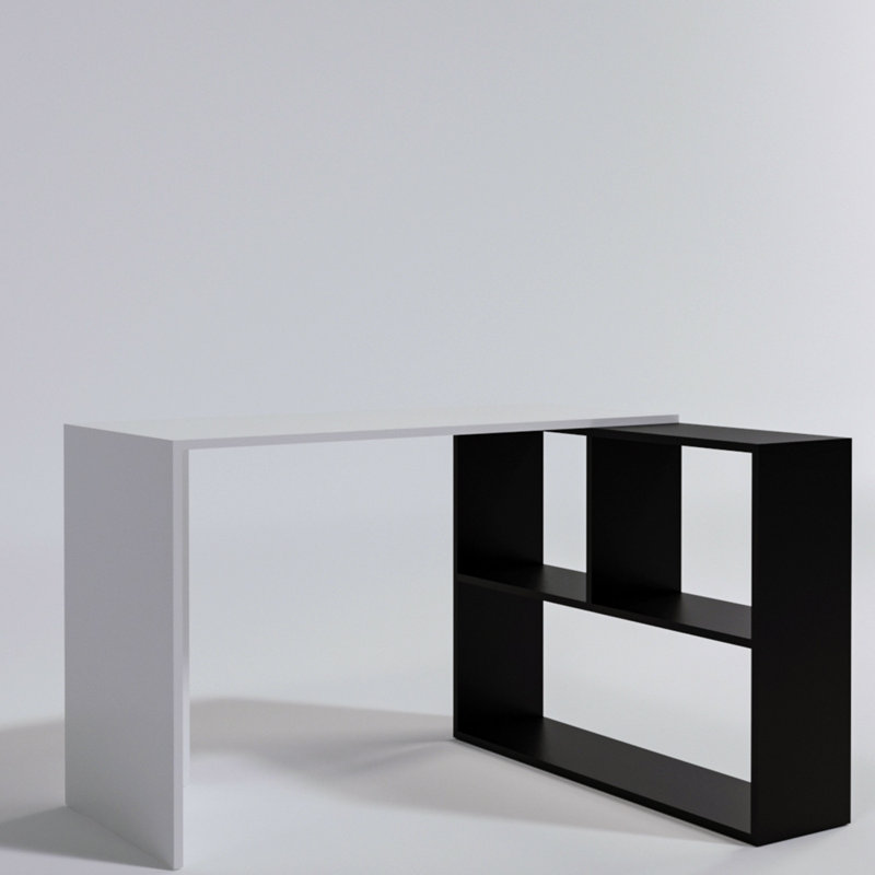 Hailley L-Shaped Writing Desk, White/Black