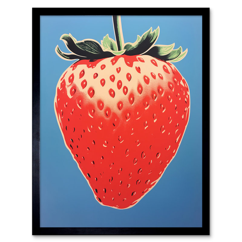 A Single Strawberry 1 Piece Single Picture Frame Wall Art