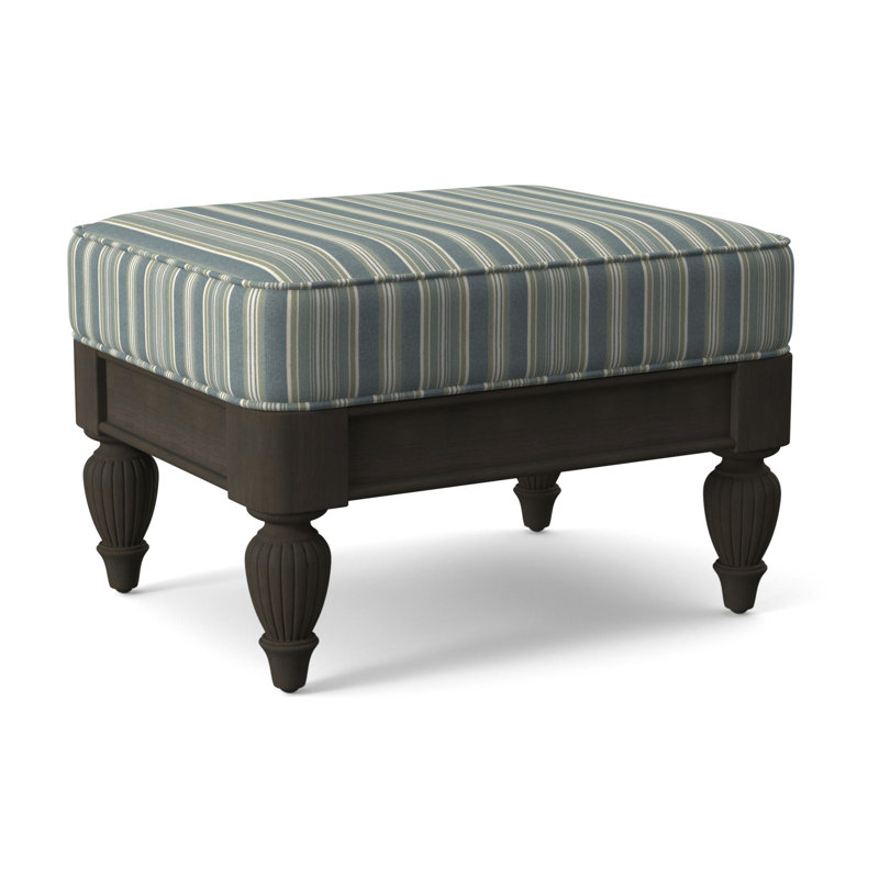 Grand View Ottoman, Java Finish, Green and Blue Stripe; 0252-54
