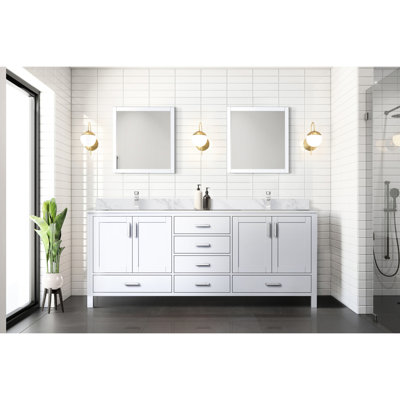 Bath Vanity 80 In. White With Marble & Wood, Finish Double 80", Top, Solid Luxury Style