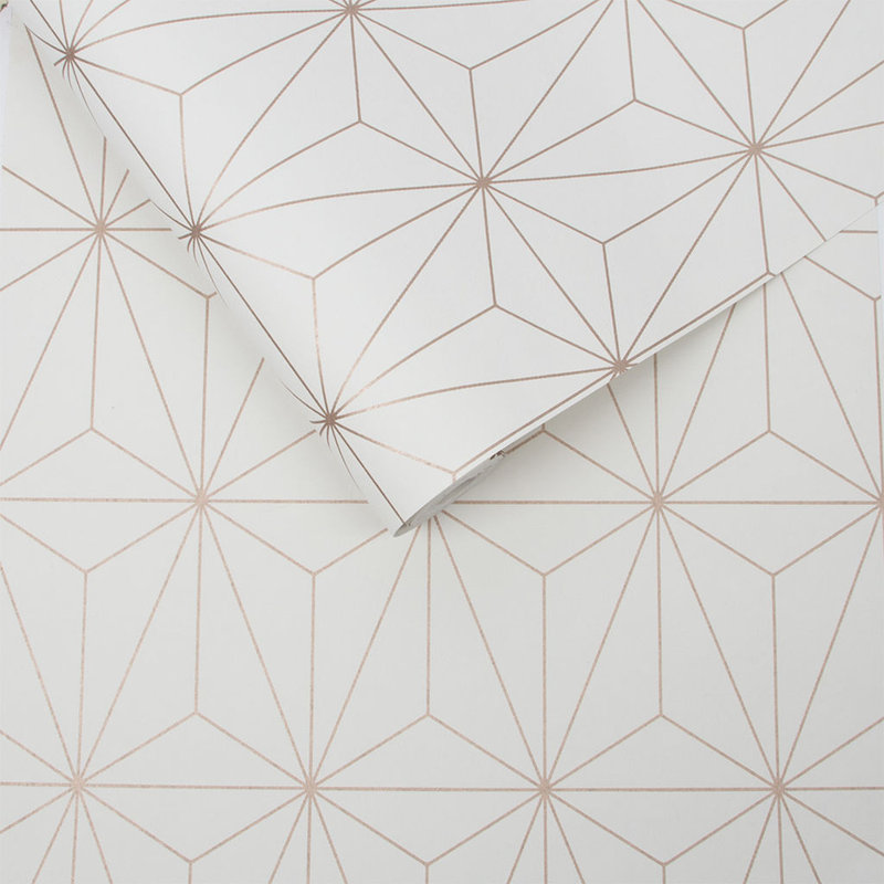 Prism Geometric Wallpaper Roll, Rose Gold