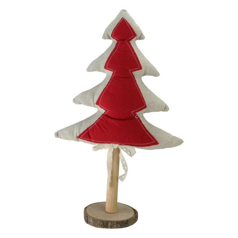 Décoration de table arbre de Noël 14 po rouge et brun