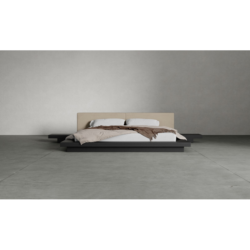 Upholstered Storage Bed, King, Wenge/Ecru Fabric