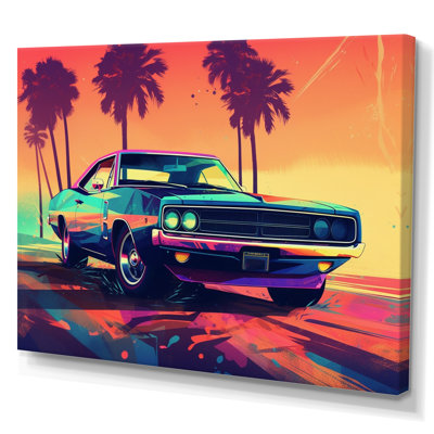 «Runa Green and Orange Exquis Muscle Cars», reproduction sur toile
