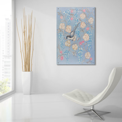 Art mural en verre Heirloom Chinoiserie Bird 2 'par Julia Purinton