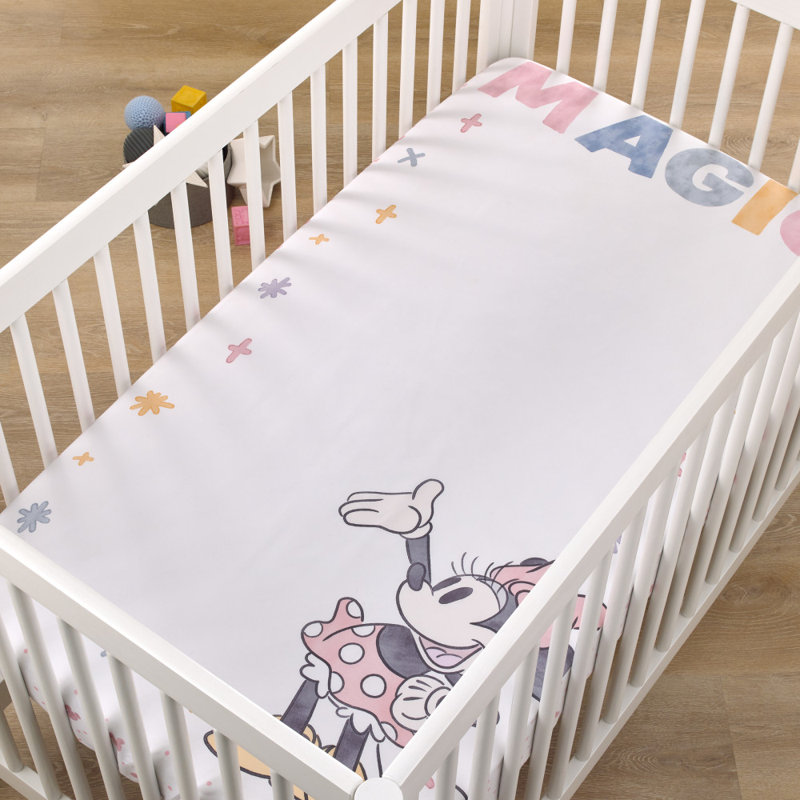 Drap-housse pour lit de bébé No You Disney Minnie Mouse «You Are Made of Magic»