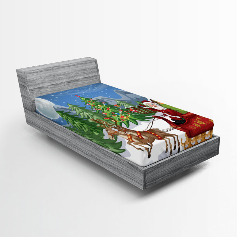Multicolore drap-housse Ambesonne Christmas, Drap-housse de taille simple