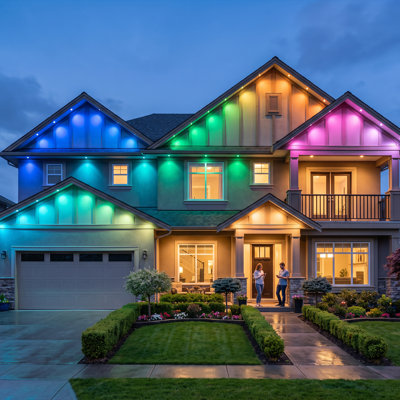 Permanent Outdoor Eaves Lights with Smart App and Remote Control, Waterproof RGB IC Color-Changing LED Lights for Patio, Roofline and Holiday Decor