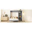 Grand lit gris avec tablettes, mur pour bureau personnel, solution d'espace, assemblage facile de plusieurs pièces, support de matelas, belle apparence