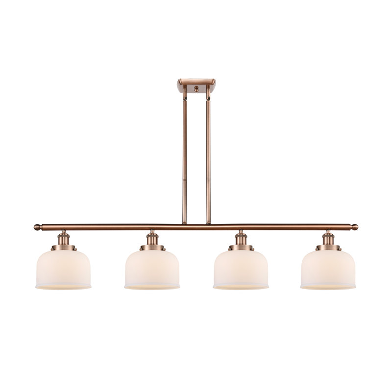 Luminaire suspendu pour îlot de cuisine 4 lumières Bissonnette, Ampoule non incluse, Cuivre antique, Blanc mat