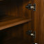 Meuble télé avec portes arquées en rotin, tiroirs, rangement dissimulé, pieds en acier, coins arrondis-2095505211