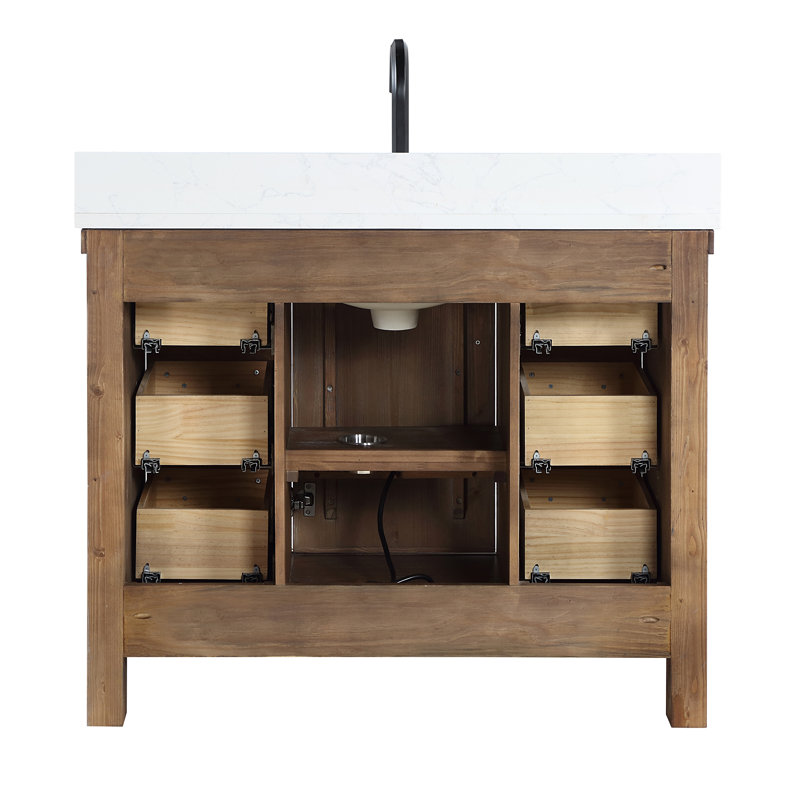 Meuble-lavabo simple sur pied avec plateau en marbre de culture 42 po Javier, Gris antique