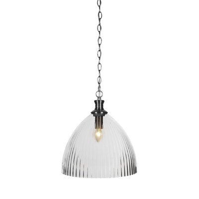 Carina Pendant, 14" Clear Ribbed Glass