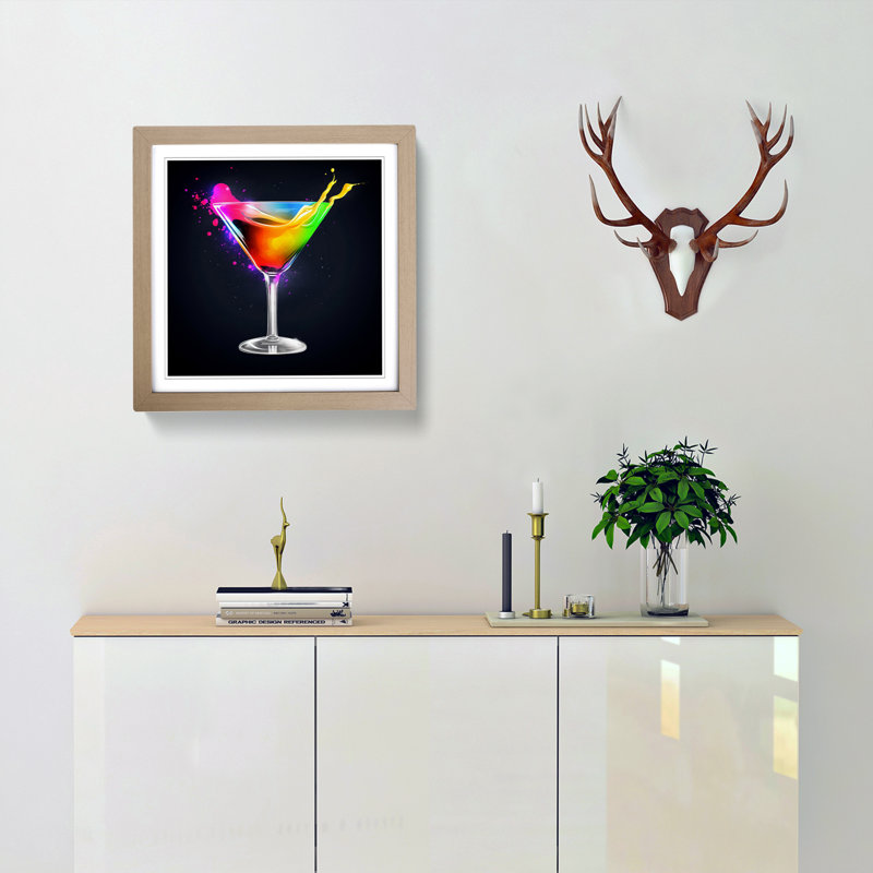 Cocktail Liquify - Single Picture Frame Print on Wood, Oak
