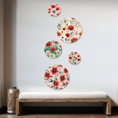 Giulia - Ensemble de 5 reproductions d'art floral