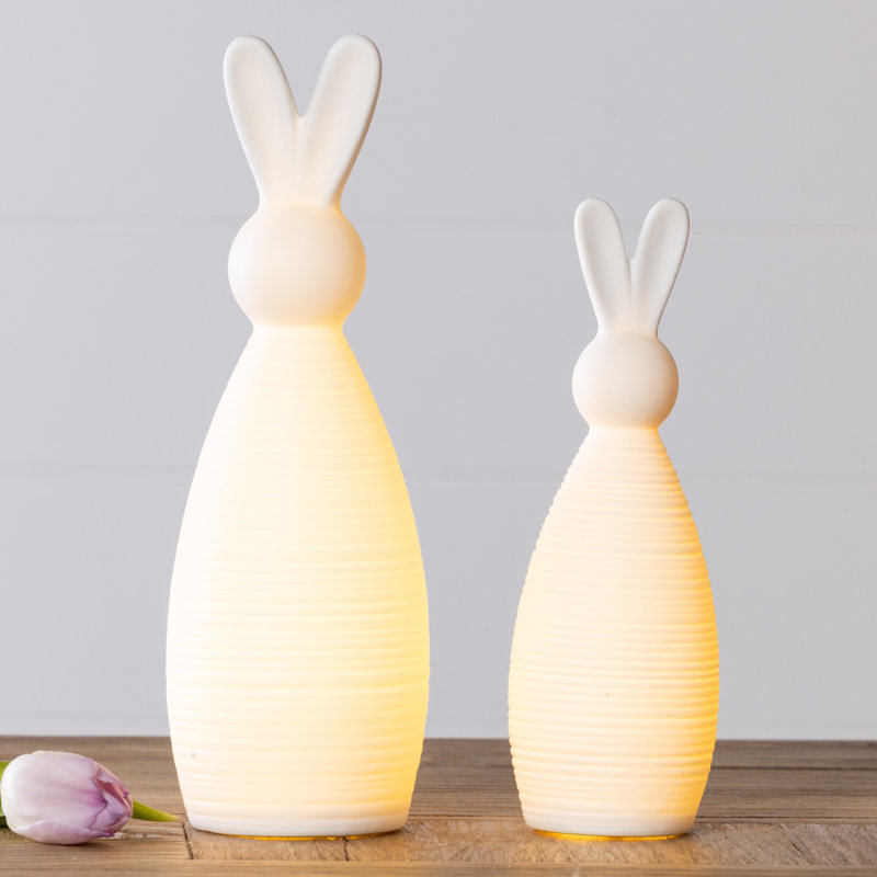  Grand lapin lumineux en céramique décorations de Pâques, H 9 po x l 2,75 po x P 2,75 po