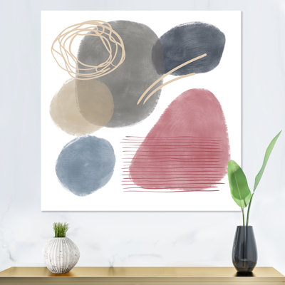 Éléments abstraits rouges, bleus et gris organiques - Peinture sur toile