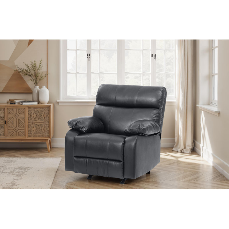 Larache Faux Leather Rocker Recliner, Black