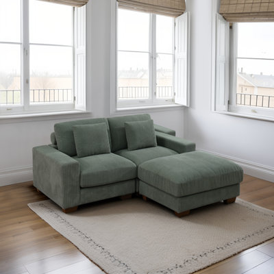 Cronk 72" Wide 3-Piece Corduroy Living Room Modular Sofa with Ottoman