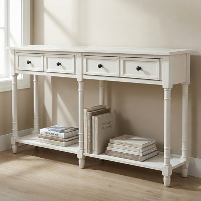 Vintage Sofa Table With Storage Drawers - Rustic Entryway Furniture, Tapered Legs, Elegant Design