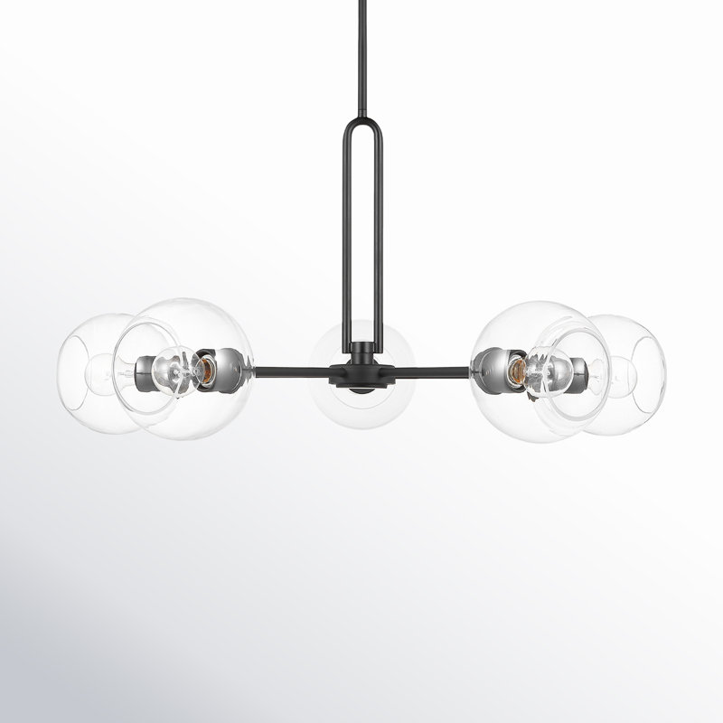 Hanford 5 - Light Dimmable Sputnik Modern Linear Chandelier, Midnight Black