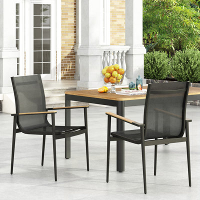 Ensemble de 2 chaises de jardin d'extérieur style campagne moderne