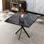 Table de salle à manger carrée pour 4 personnes, plateau en faux marbre, pieds en fer, fauteuils spatiaux, noir et gris, étapes d'installation Mid Century Modern 4 et méthode d'installation-912226036-912226037