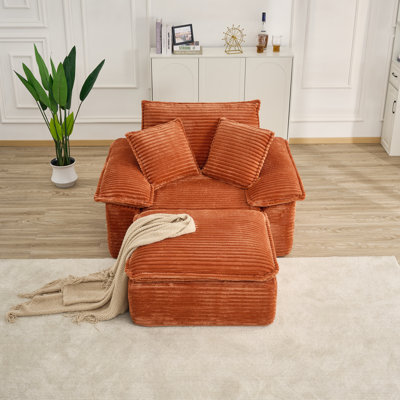Fauteuil surdimensionné en velours côtelé de 47 po avec repose-pieds