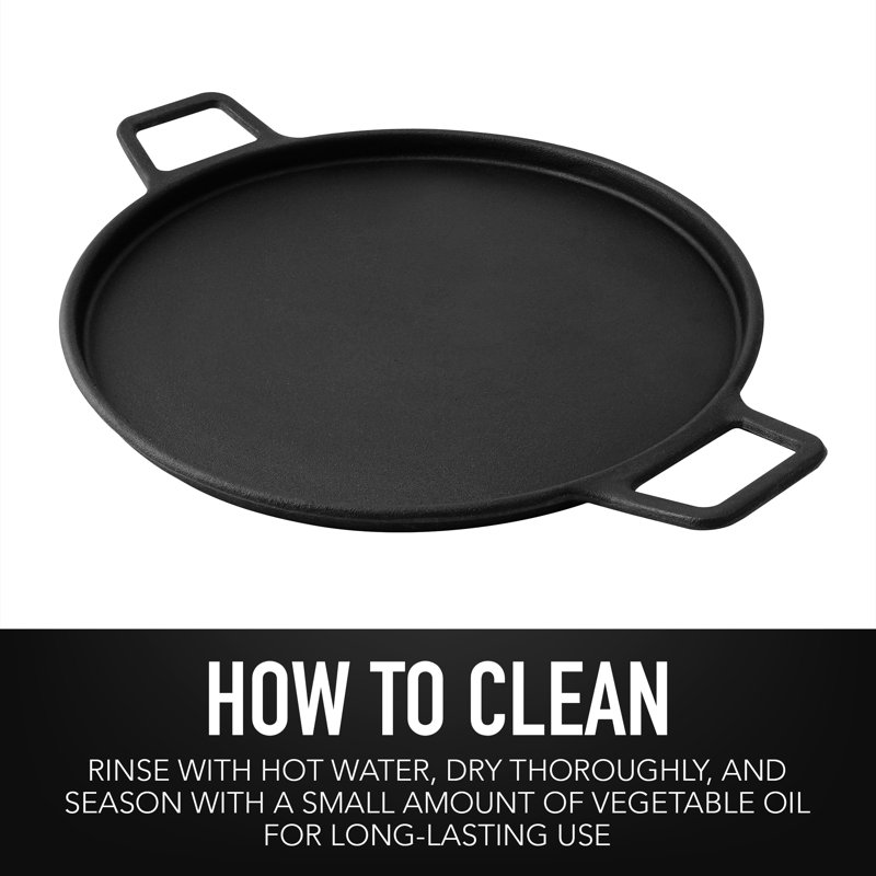 Kenmore 14-Inch Cast Iron Griddle Pizza Pan with Handles