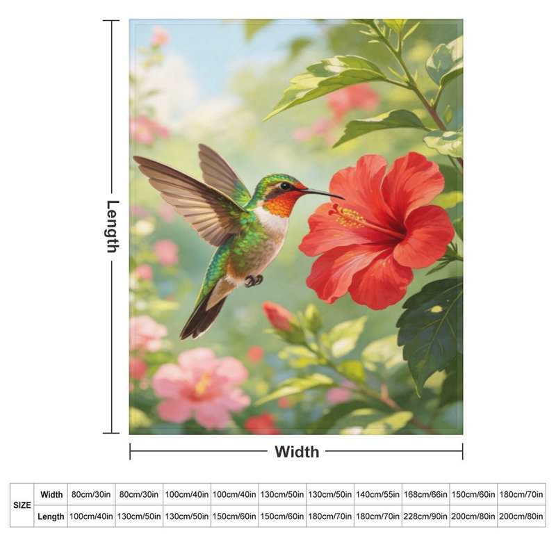 Jeté en flanelle Hummingbird Hovering Luxury, 40x50in