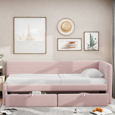 Elegant Upholstered Daybed With 2 Drawers And Horizontal Quilting Design