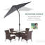 Parasol solaire avec lumières à DEL - 9 pi x 7 pi, inclinable et à manivelle, idéal pour les espaces extérieurs tels que le jardin, la terrasse, la cour, la piscine, la plage, le motif gris foncé et la fonction facile à l'extérieur