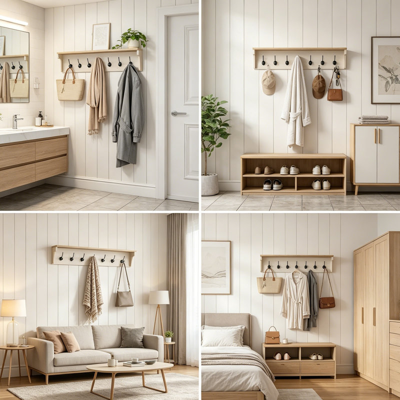Solid Wood 7 - Hook Coat Rack