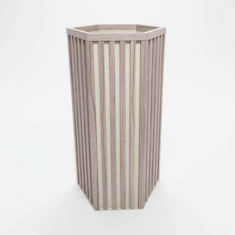 Jardinière à colonne hexagonale SM, Brun cendré, H 30,25 po x l 16,50 po x P 14,38 po