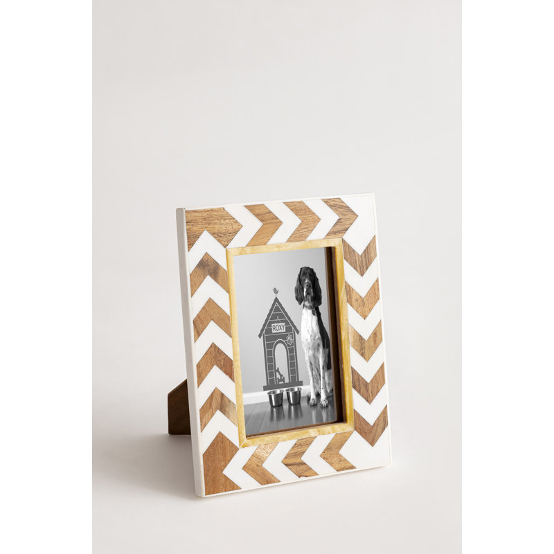 Cadre photo Chevron Charm, Blanc/naturel