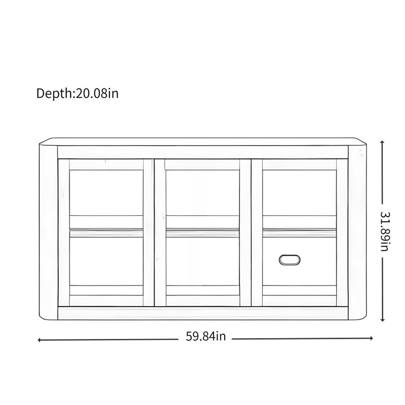 American Retro Design Display Cabinet, Brown