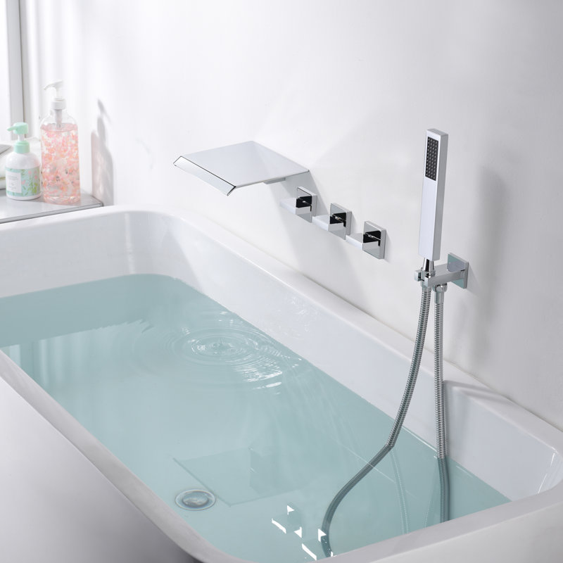 Robinet de baignoire romaine à fixation murale à trois poignées s2129xw-2140-2150, Chrome
