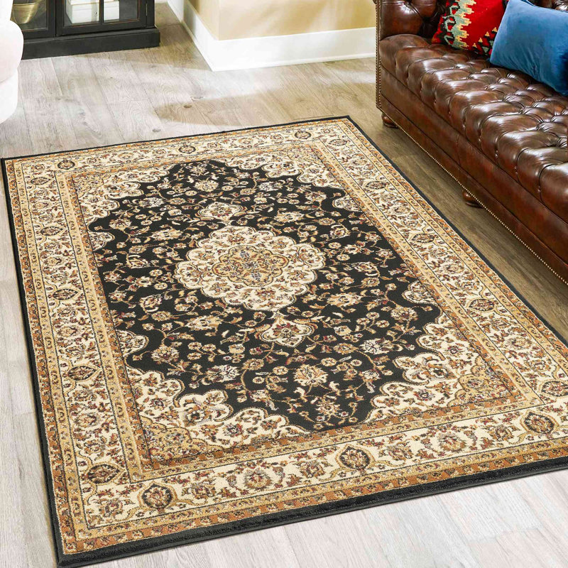 Classic Area Rug, Rectangle 7'10" x 10'3", Black