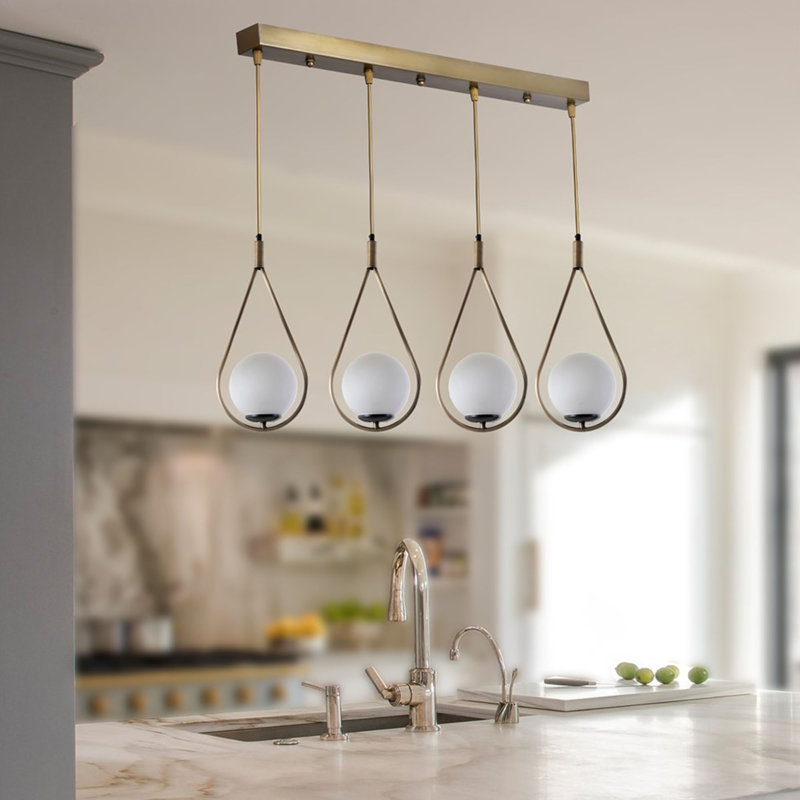 Baret 4 - Light Kitchen Island Pendant, White, Gold