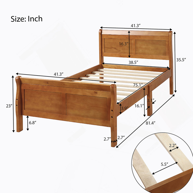 Lit-bateau en bois avec tête de lit / pied de lit / support à lattes de bois, Full / Double, Whtie