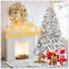 Arbre de Noël floqué avec 850 lumières UL et 63 pommes de pin naturelles - pointes en PVC enneigées, 2240 pointes, structure à charnières, support en métal stable, installation facile-1970672698