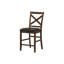 Chaise de salle à manger, hauteur 44 po, ensemble de 2, latérales, rembourrées, hauteur comptoir, salle à manger, cuisine, noyer foncé, aspect cuir brun, transitionnel