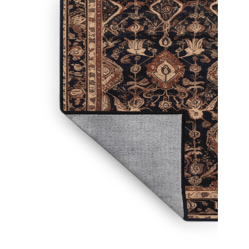 Tapis brun lavable à la machine, Rond 8 pi