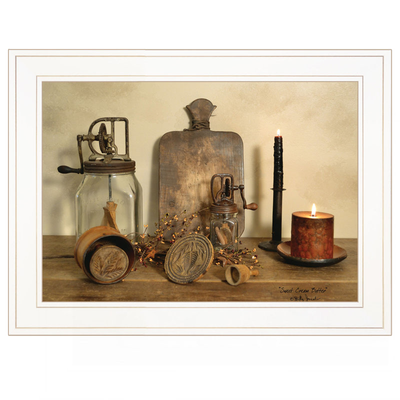 «Sweet Cream Butter» par Billy Jacobs, reproduction encadrée prête à accrocher, cadre blanc, 15" H x 19" W x 1" D, White